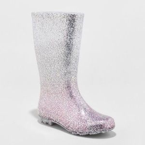 Kids glitter rain boots